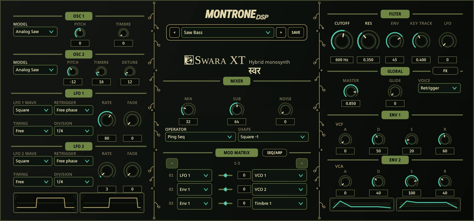 SWARA XT — Jungle skin, MontroneDSP mark