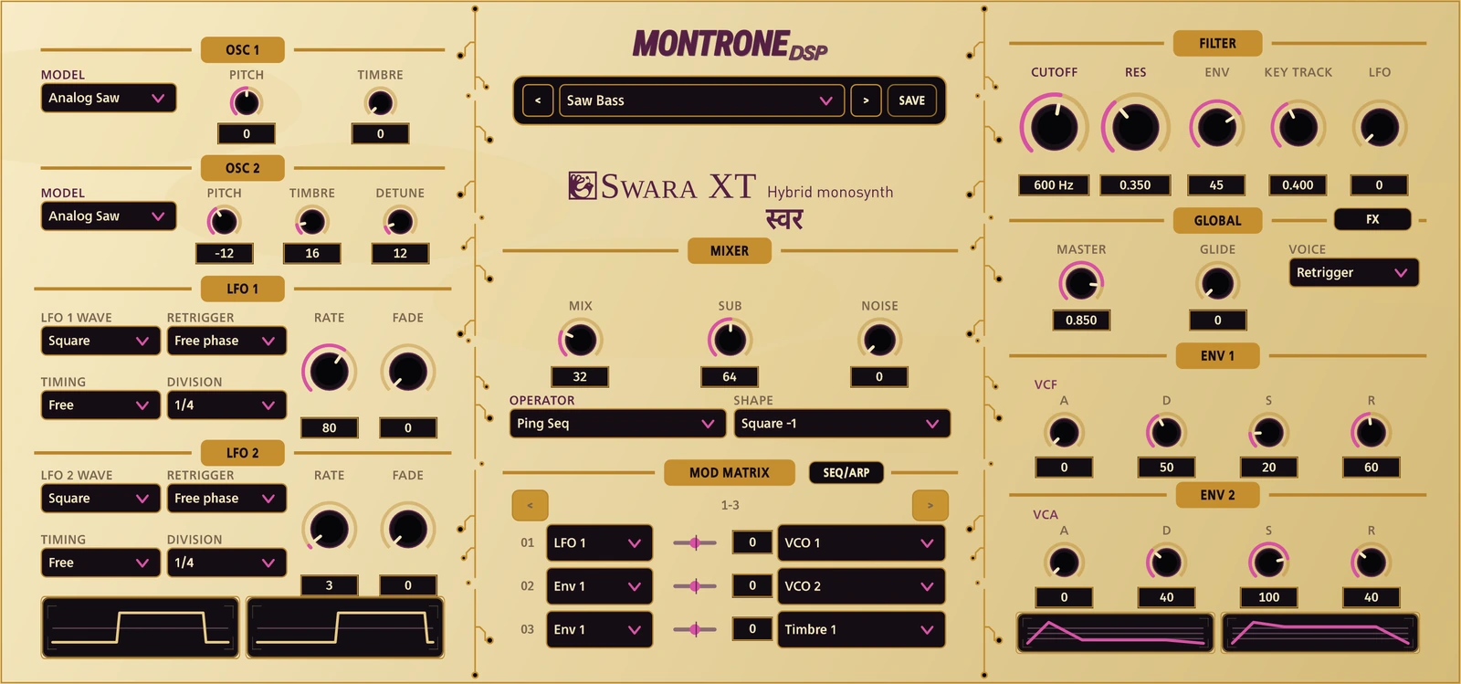 SWARA XT — Pastel skin, MontroneDSP mark